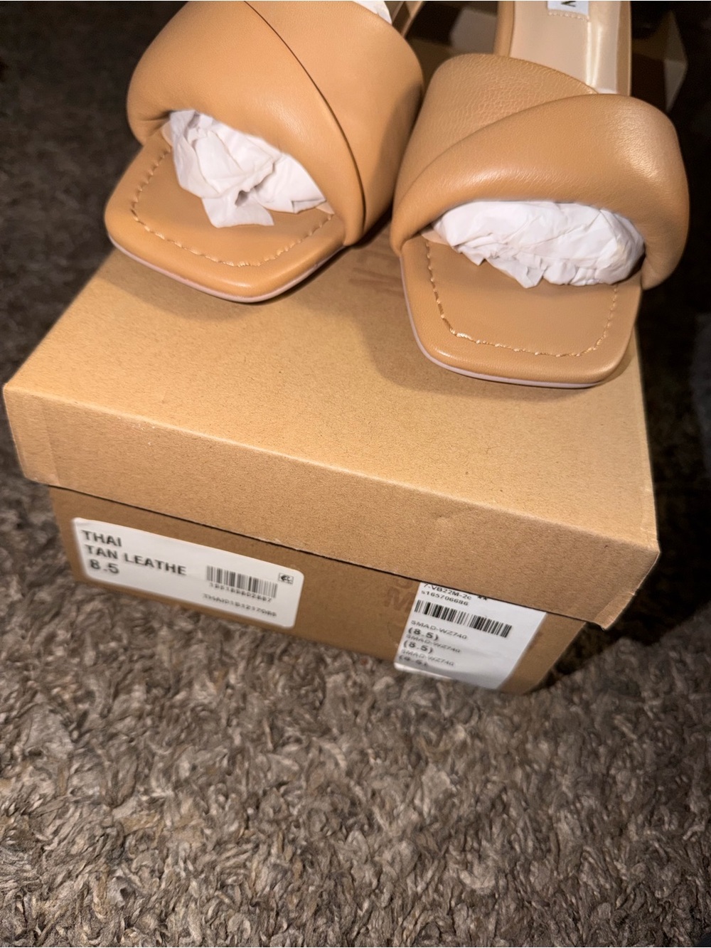 Tan Steve Madden “Thai” Padded Square Toe Leather Kitten Heels - Picture 6 of 6